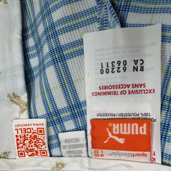 PUMA Men's Golf Size 40 w/Zip and Pockets Blue Plaid Pants.  #214 - Picture 9 of 9
